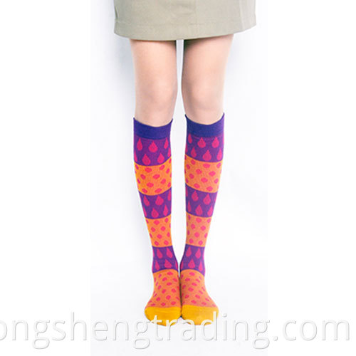 Happy Knee Hign Socks Purple Orang Jsfezt15007c